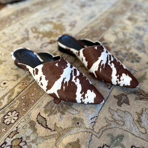 Enzo Angiolini Women’s Raysell Mule Flats Brown/Off White Cow Print Size 9.5 - Picture 4 of 13